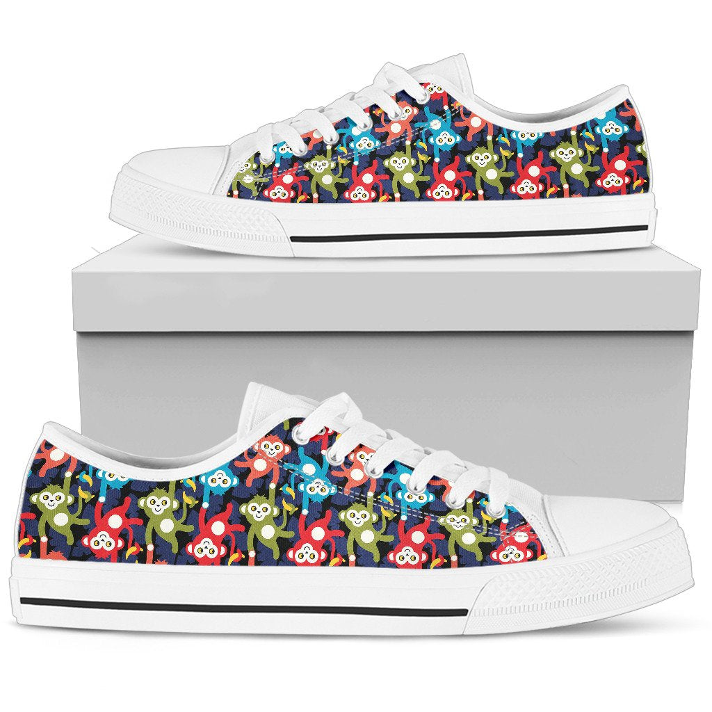 Monkey Colorful Design Themed Print Women Low Top Shoes