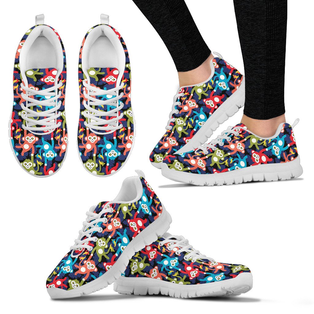 Monkey Colorful Design Themed Print Women Sneakers Shoes