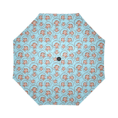 Monkey Cute Design Themed Print Automatic Foldable Umbrella