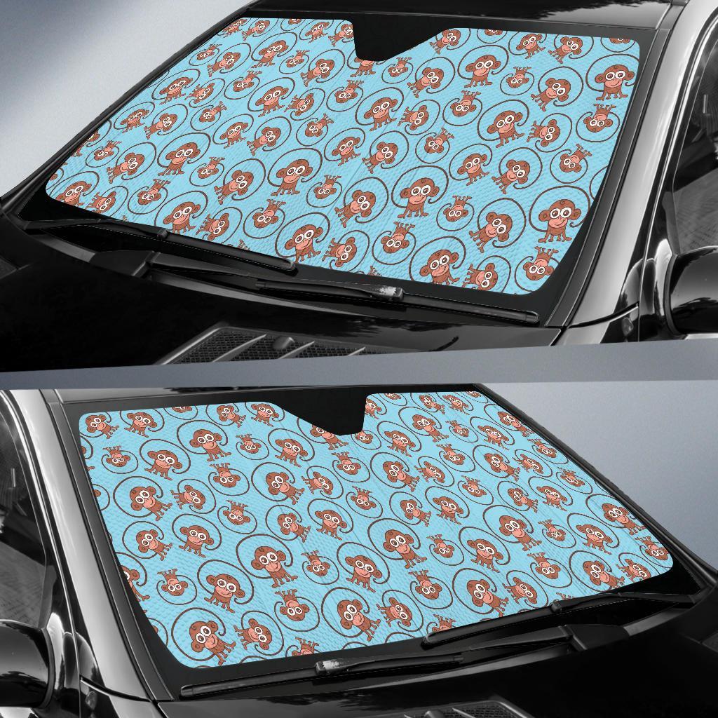 Monkey Cute Design Themed Print Car Sun Shade For Windshield