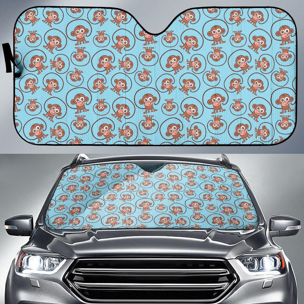 Monkey Cute Design Themed Print Car Sun Shade For Windshield