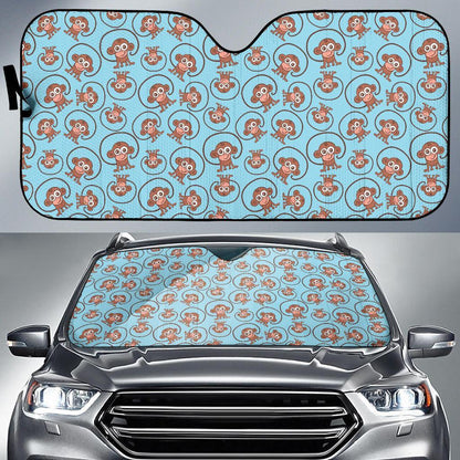 Monkey Cute Design Themed Print Car Sun Shade For Windshield