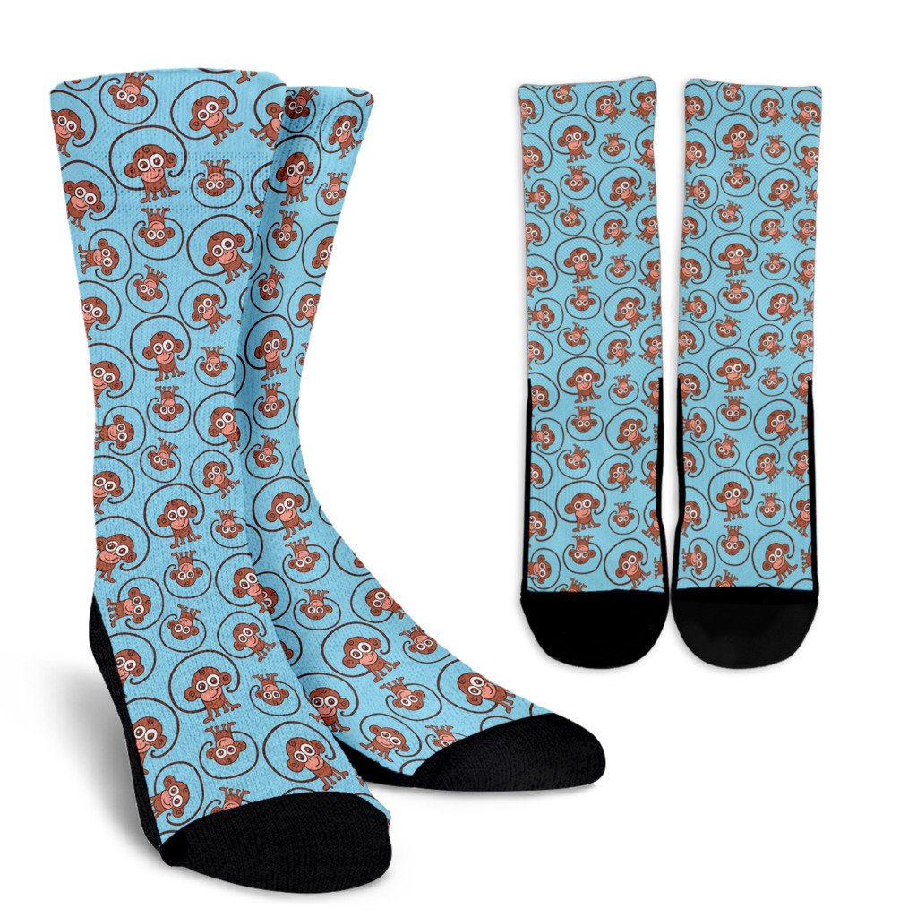 Monkey Cute Design Themed Print Crew Socks