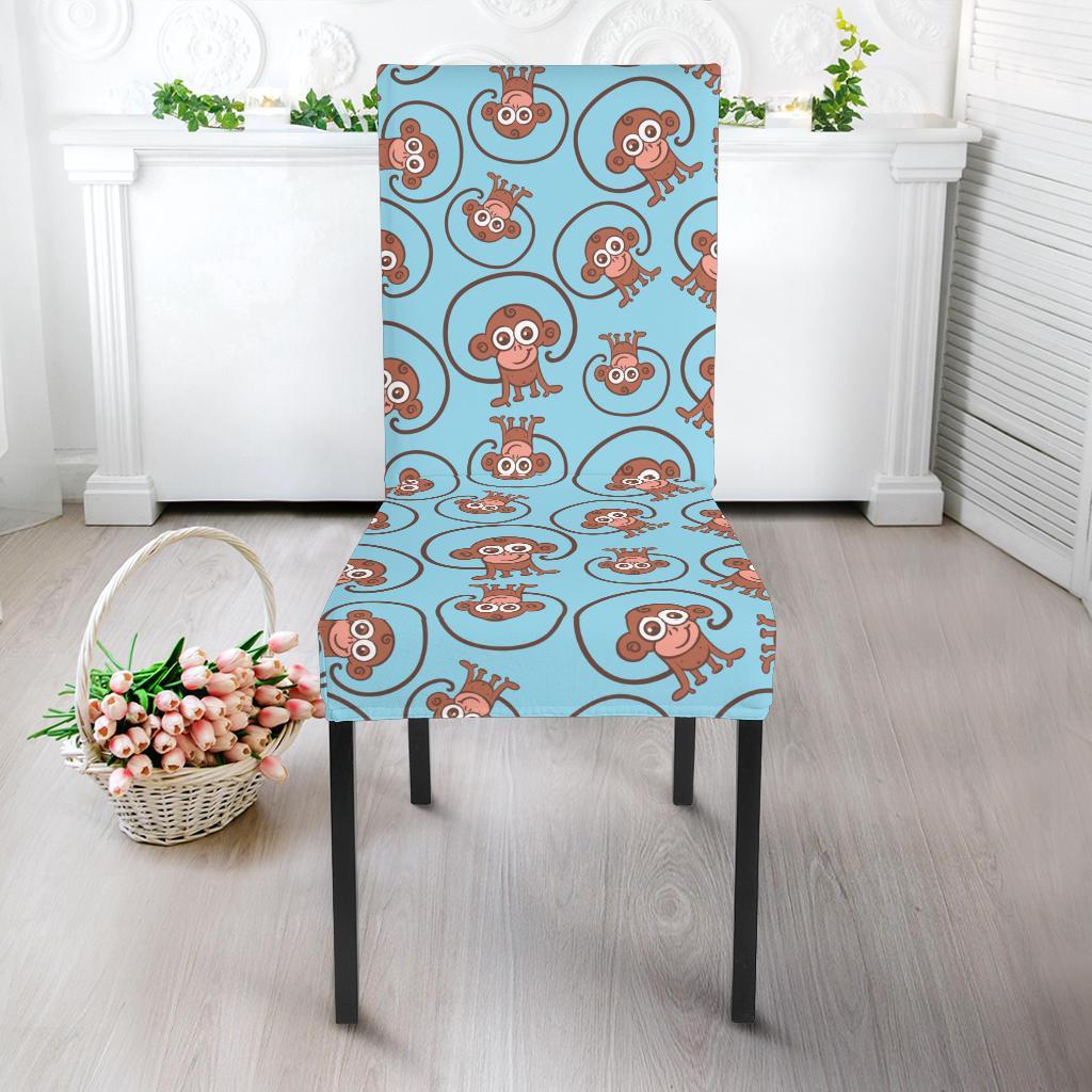 Monkey Cute Design Themed Print Dining Chair Slipcover-JTAMIGO.COM