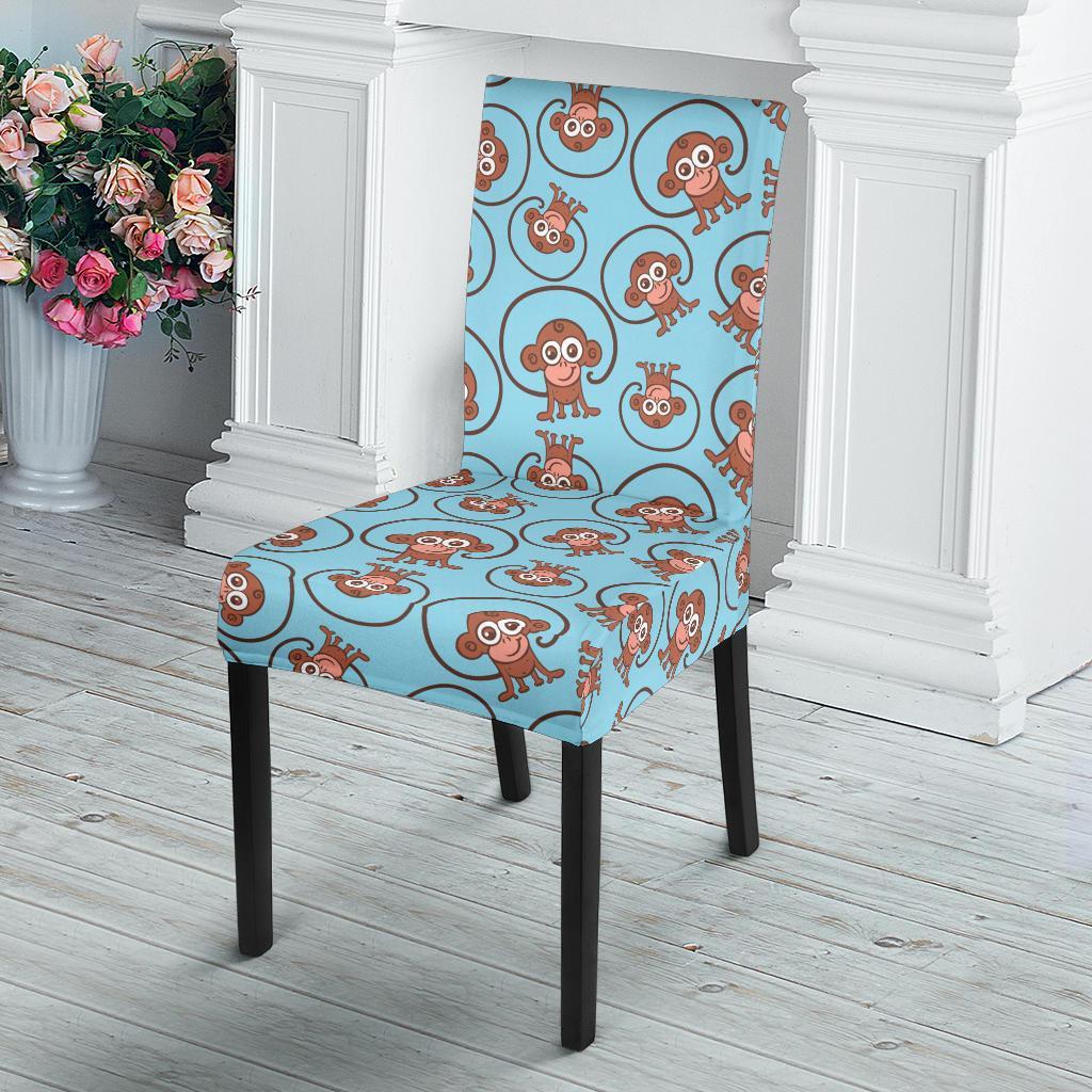 Monkey Cute Design Themed Print Dining Chair Slipcover-JTAMIGO.COM