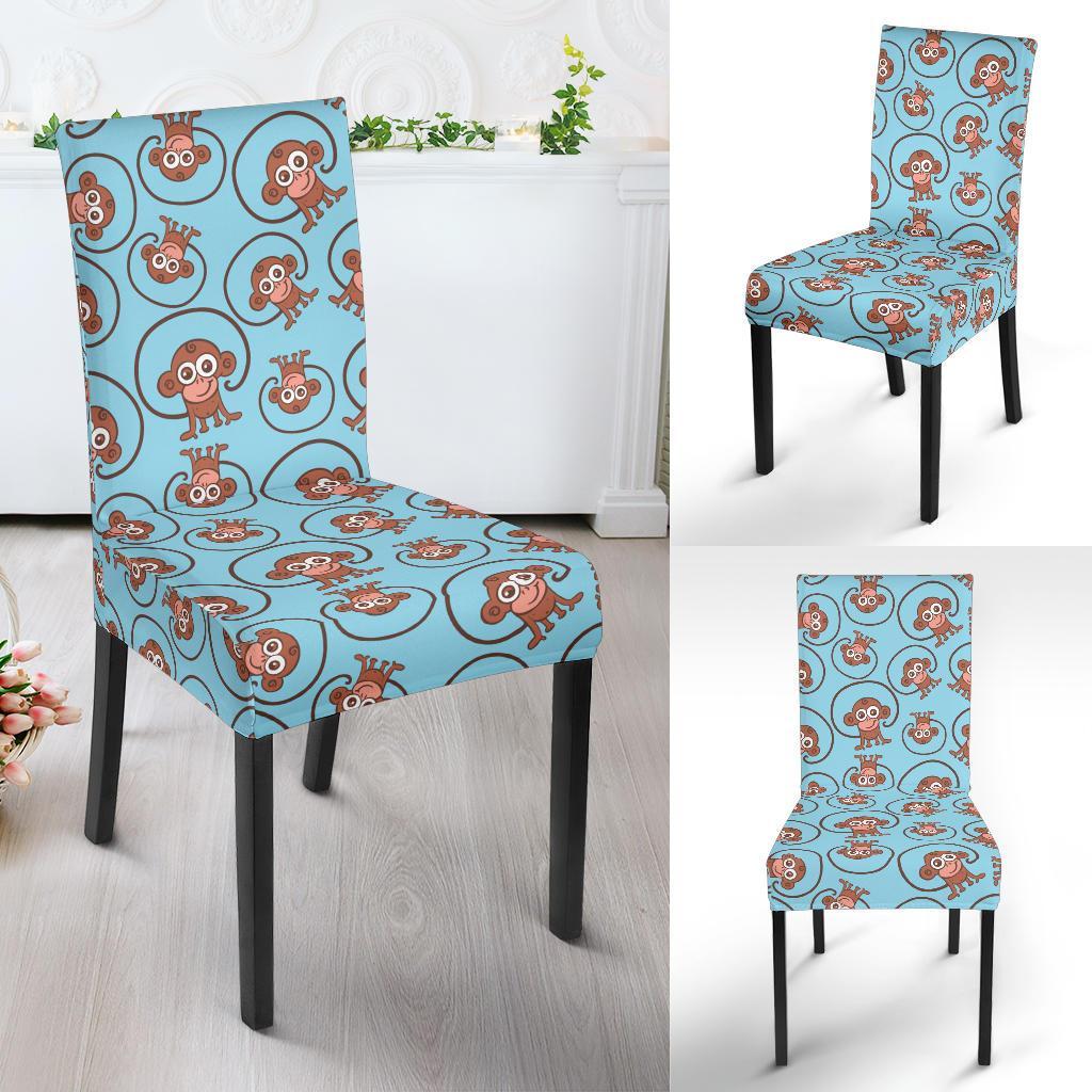 Monkey Cute Design Themed Print Dining Chair Slipcover-JTAMIGO.COM