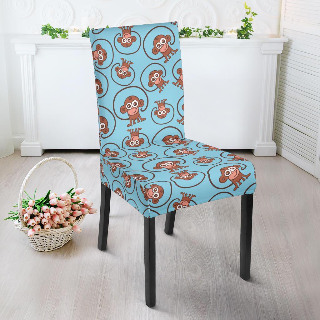 Monkey Cute Design Themed Print Dining Chair Slipcover-JTAMIGO.COM