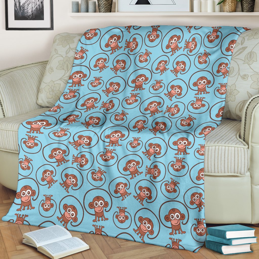 Monkey Cute Design Themed Print Fleece Blanket