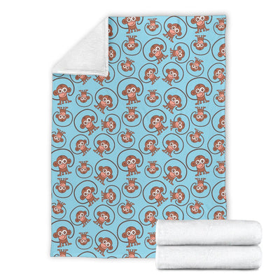 Monkey Cute Design Themed Print Fleece Blanket
