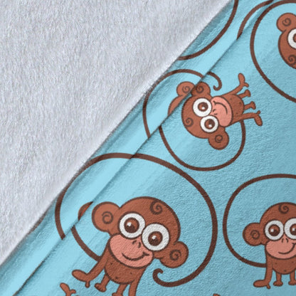 Monkey Cute Design Themed Print Fleece Blanket