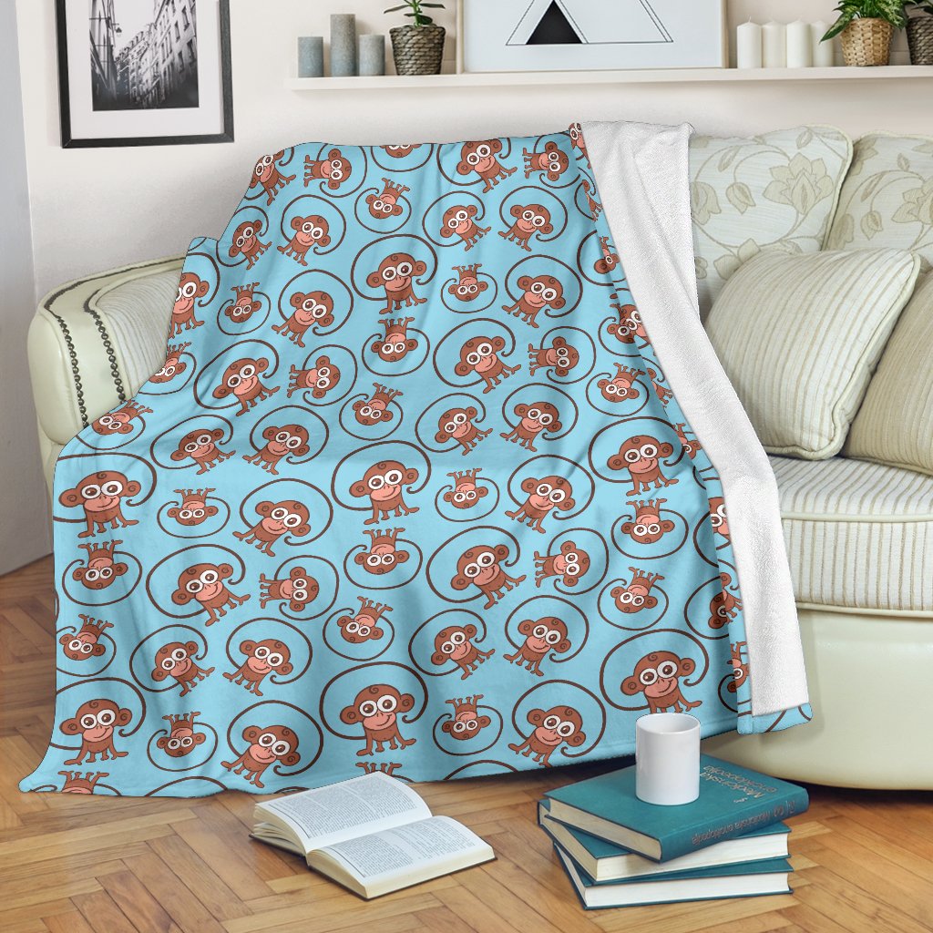 Monkey Cute Design Themed Print Fleece Blanket