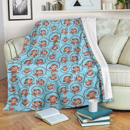 Monkey Cute Design Themed Print Fleece Blanket