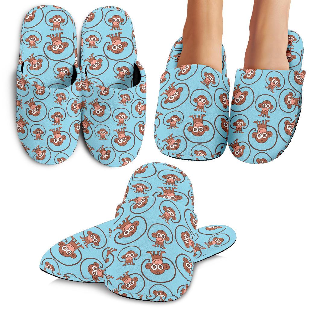 Monkey Cute Design Themed Print House Slippers