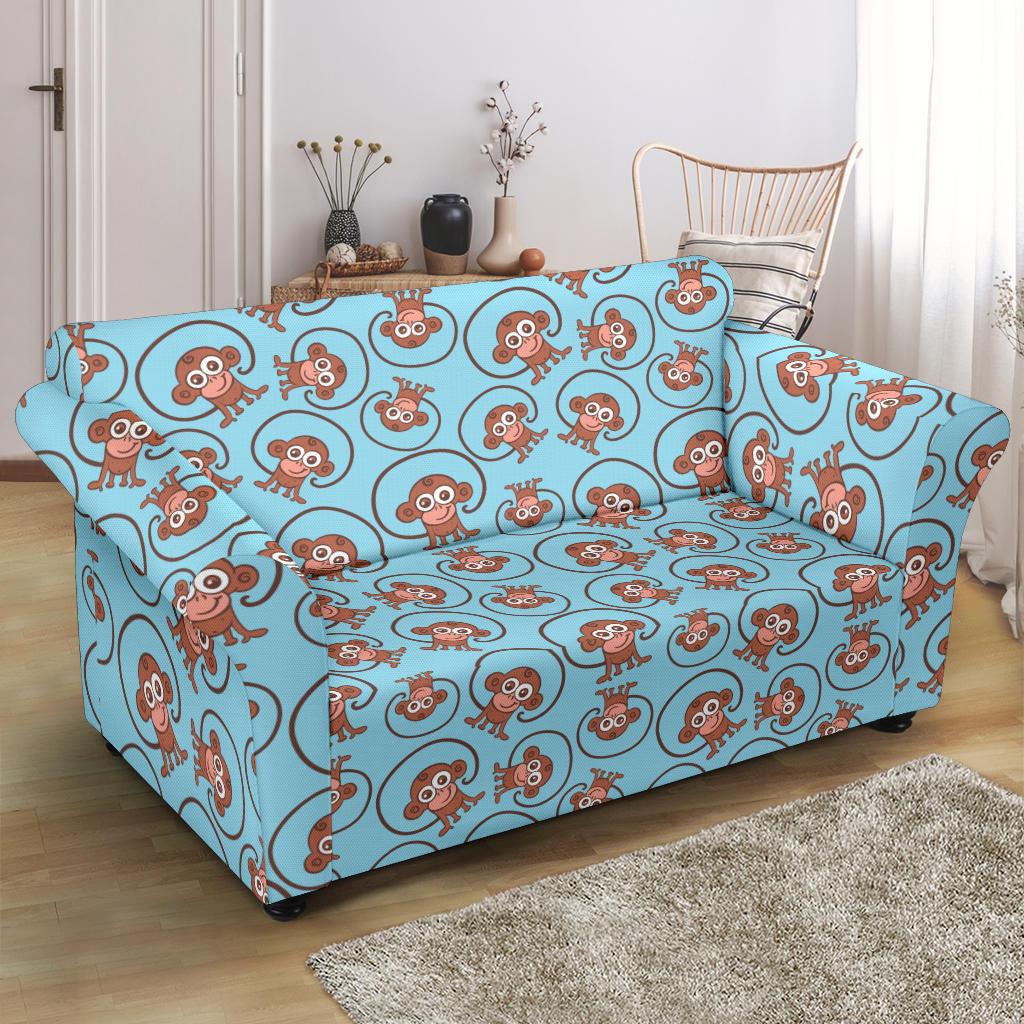 Monkey Cute Design Themed Print Loveseat Slipcover-JTAMIGO.COM