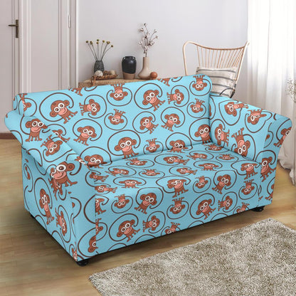Monkey Cute Design Themed Print Loveseat Slipcover-JTAMIGO.COM