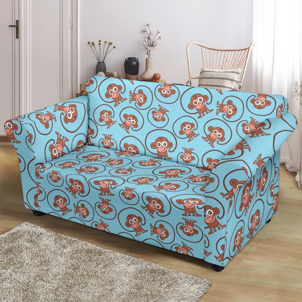 Monkey Cute Design Themed Print Loveseat Slipcover-JTAMIGO.COM