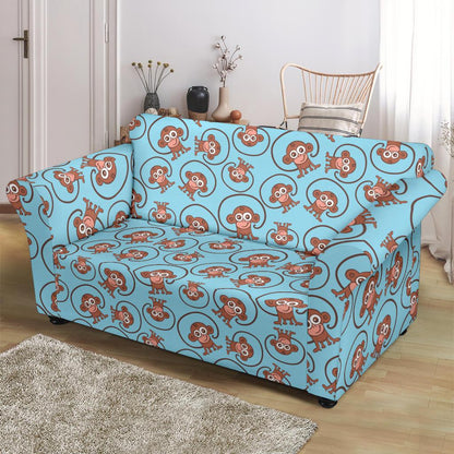 Monkey Cute Design Themed Print Loveseat Slipcover-JTAMIGO.COM