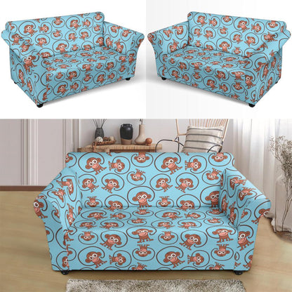 Monkey Cute Design Themed Print Loveseat Slipcover-JTAMIGO.COM