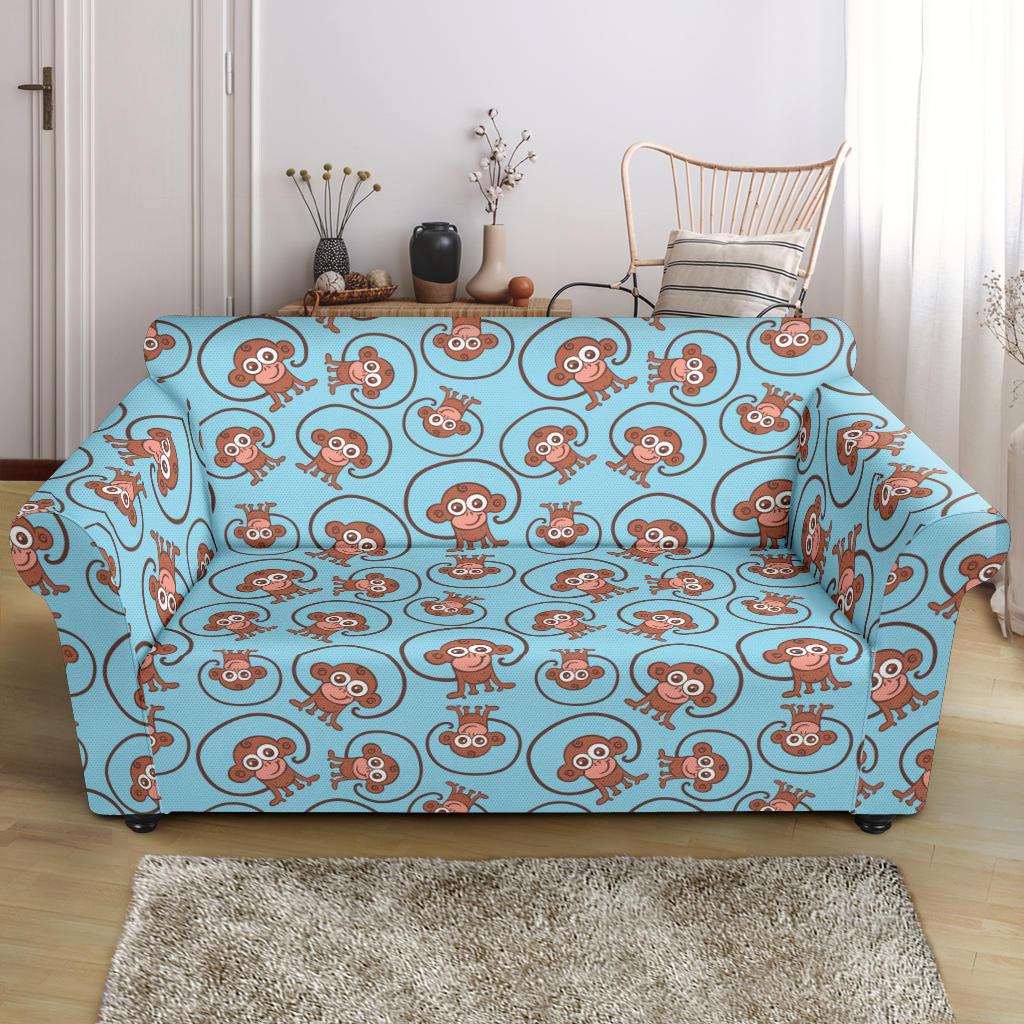 Monkey Cute Design Themed Print Loveseat Slipcover-JTAMIGO.COM