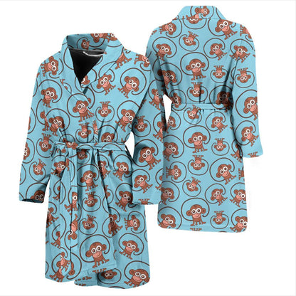 Monkey Cute Design Themed Print Men Bath Robe-JTAMIGO.COM