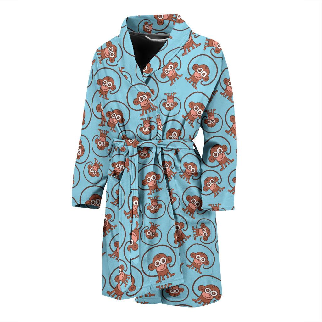 Monkey Cute Design Themed Print Men Bath Robe-JTAMIGO.COM
