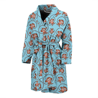 Monkey Cute Design Themed Print Men Bath Robe-JTAMIGO.COM