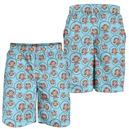 Monkey Cute Design Themed Print Mens Shorts-JTAMIGO.COM