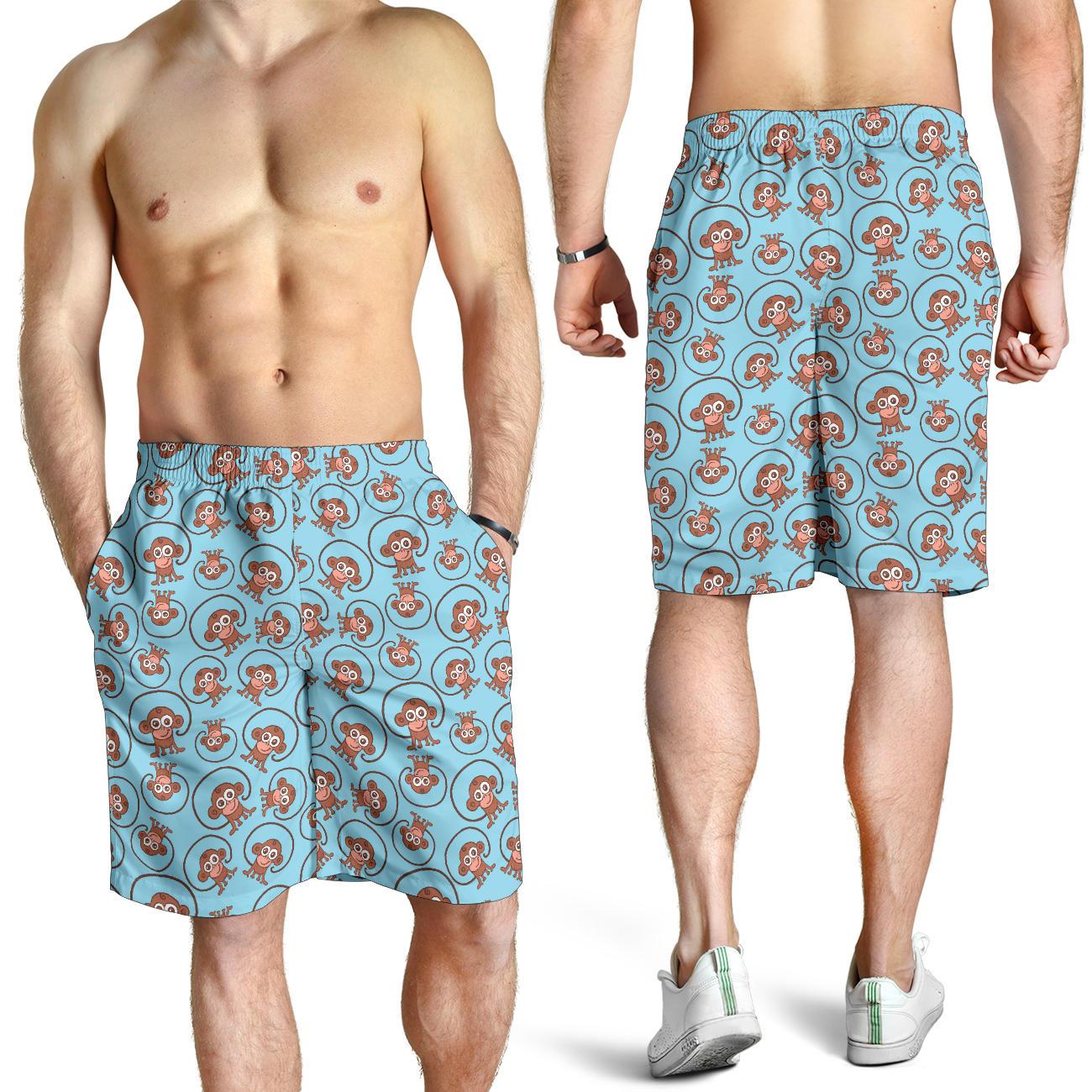 Monkey Cute Design Themed Print Mens Shorts-JTAMIGO.COM