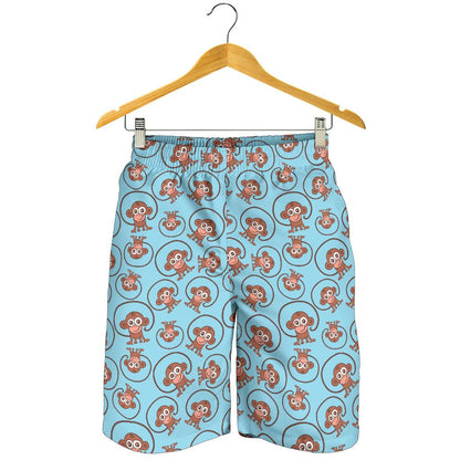 Monkey Cute Design Themed Print Mens Shorts-JTAMIGO.COM