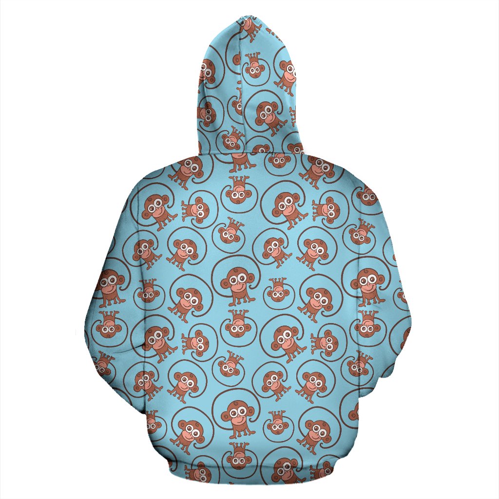 Monkey Cute Design Themed Print Pullover Hoodie