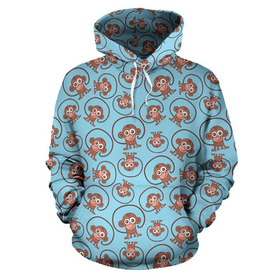 Monkey Cute Design Themed Print Pullover Hoodie