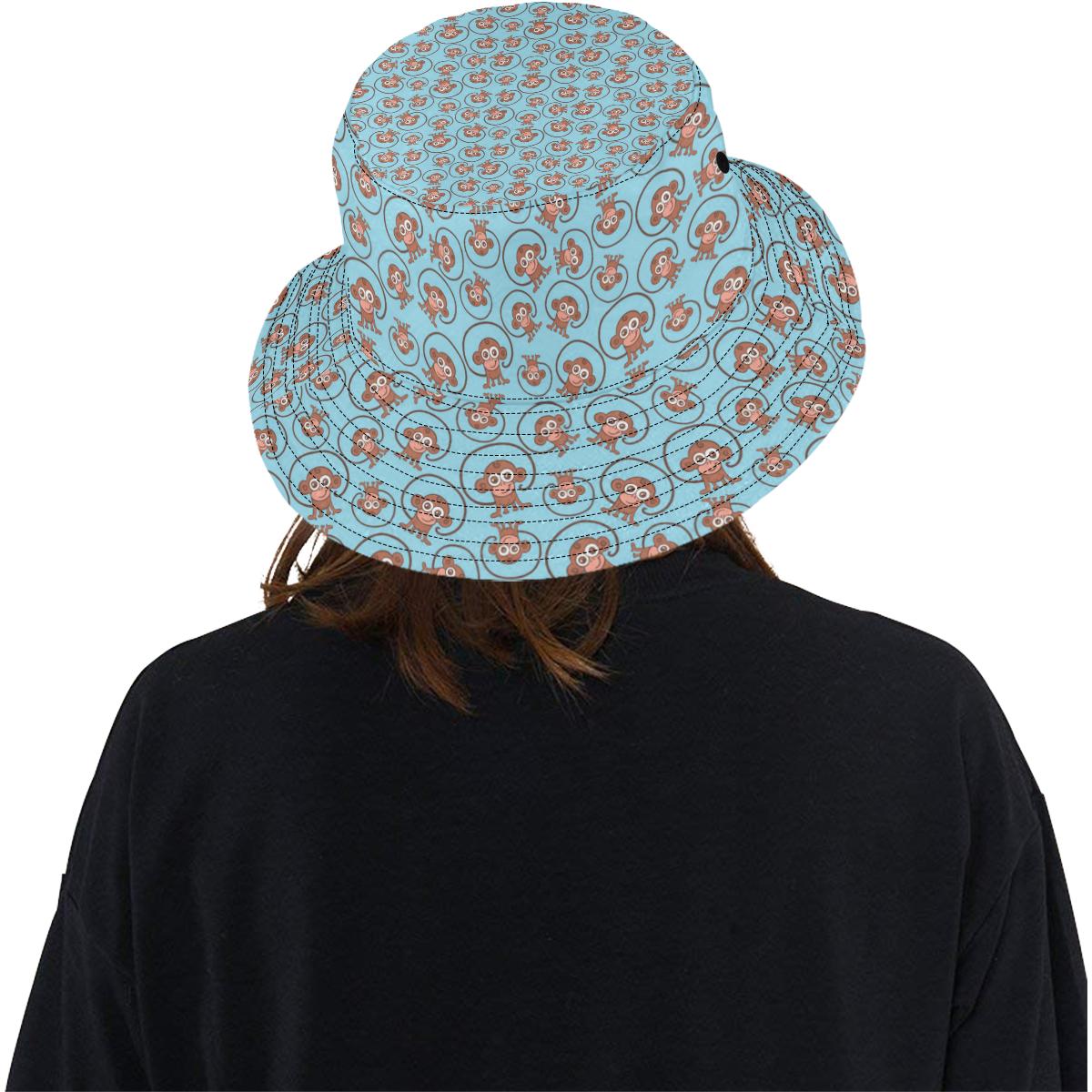 Monkey Cute Design Themed Print Unisex Bucket Hat
