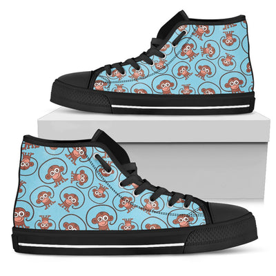 Monkey Cute Design Themed Print Women High Top Shoes