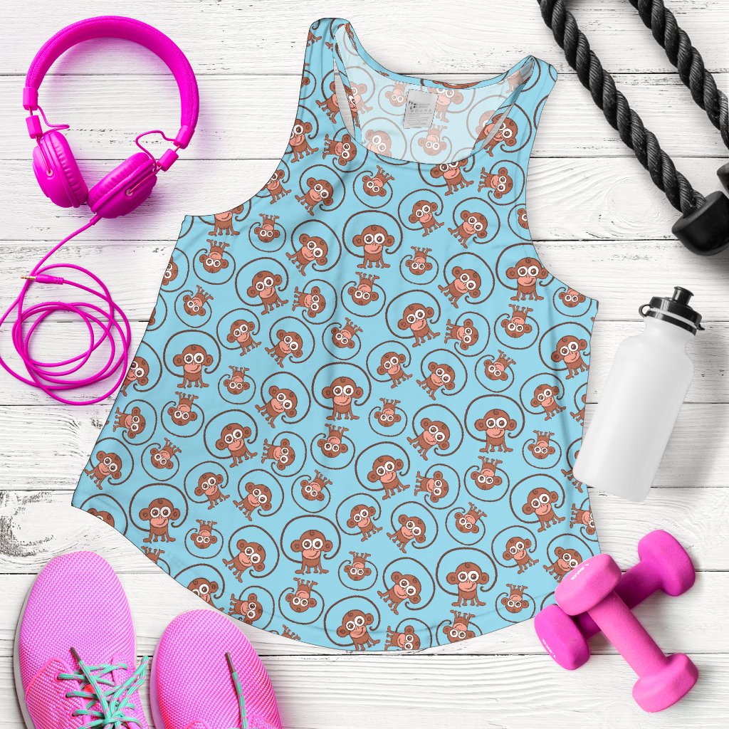 Monkey Cute Design Themed Print Women Racerback Tank Top