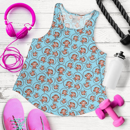 Monkey Cute Design Themed Print Women Racerback Tank Top