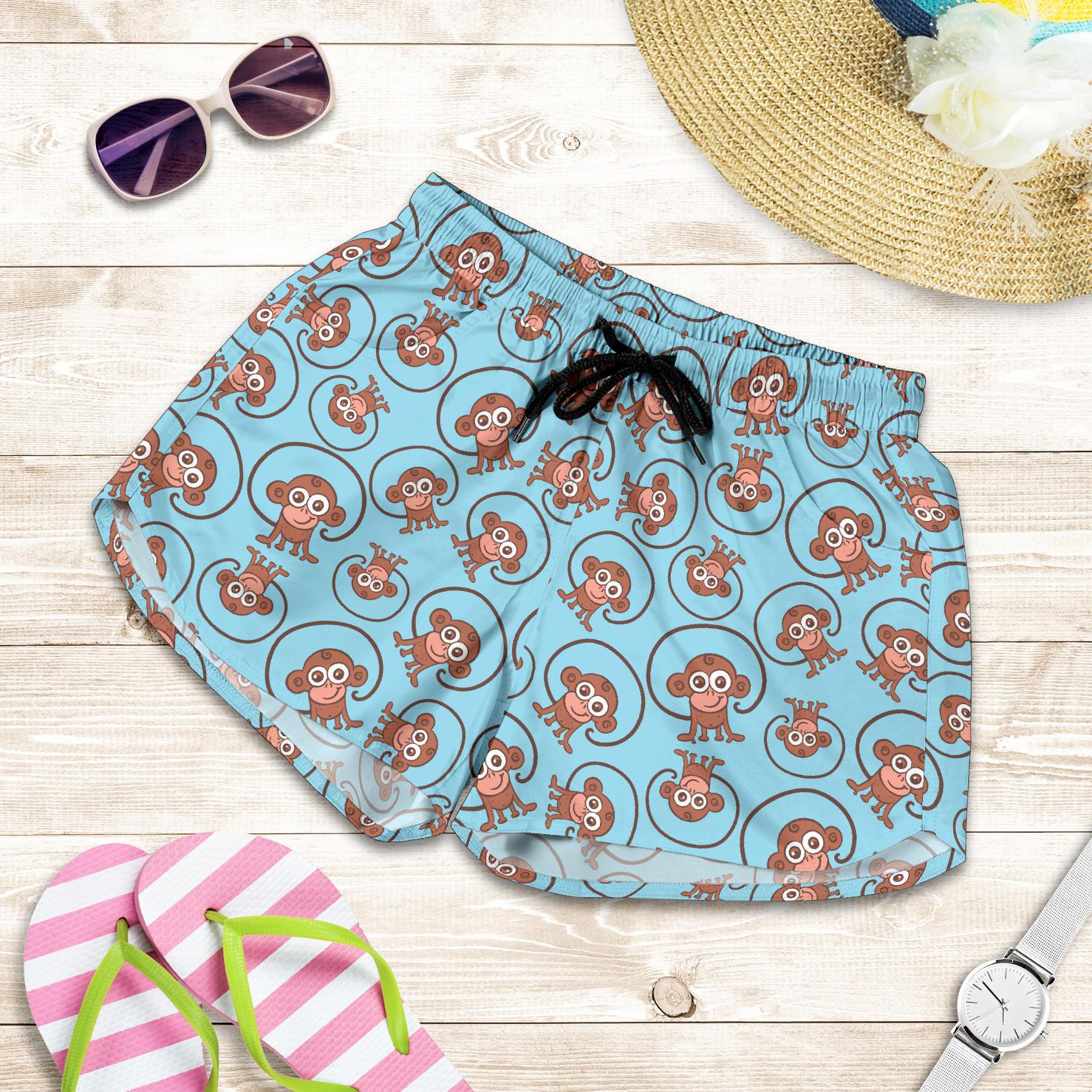 Monkey Cute Design Themed Print Women Shorts-JTAMIGO.COM