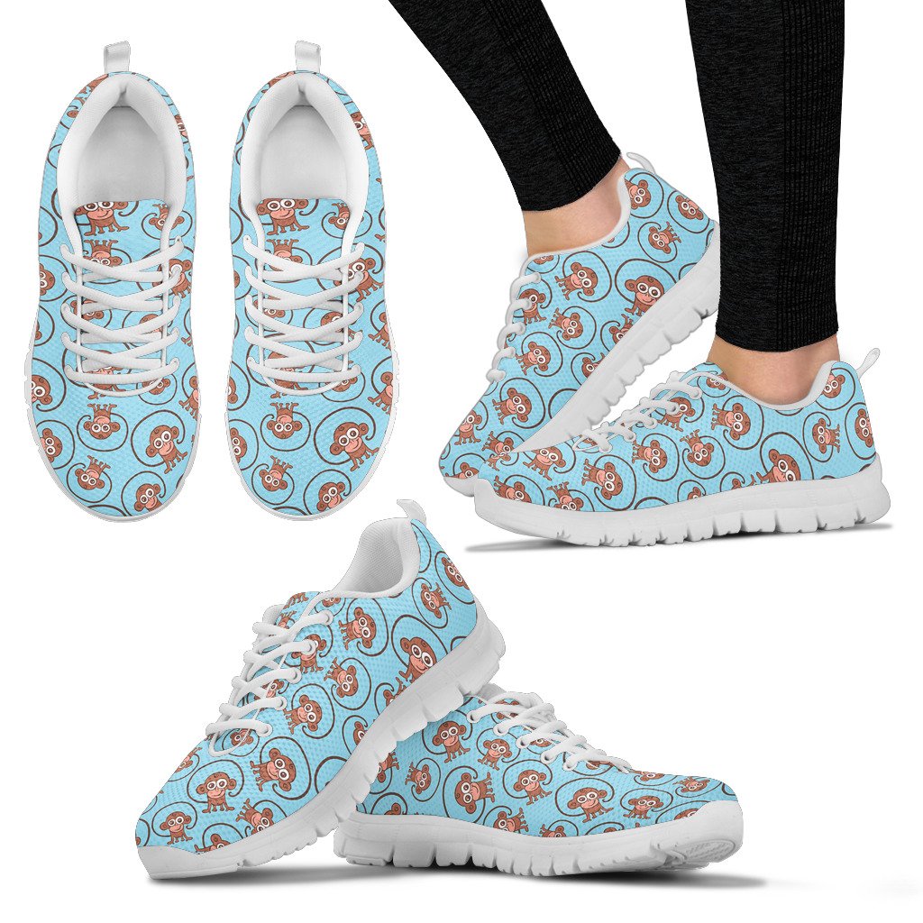 Monkey Cute Design Themed Print Women Sneakers Shoes
