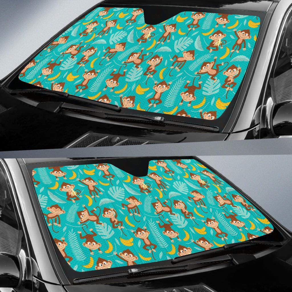 Monkey Happy Design Themed Print Car Sun Shade For Windshield