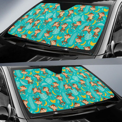 Monkey Happy Design Themed Print Car Sun Shade For Windshield
