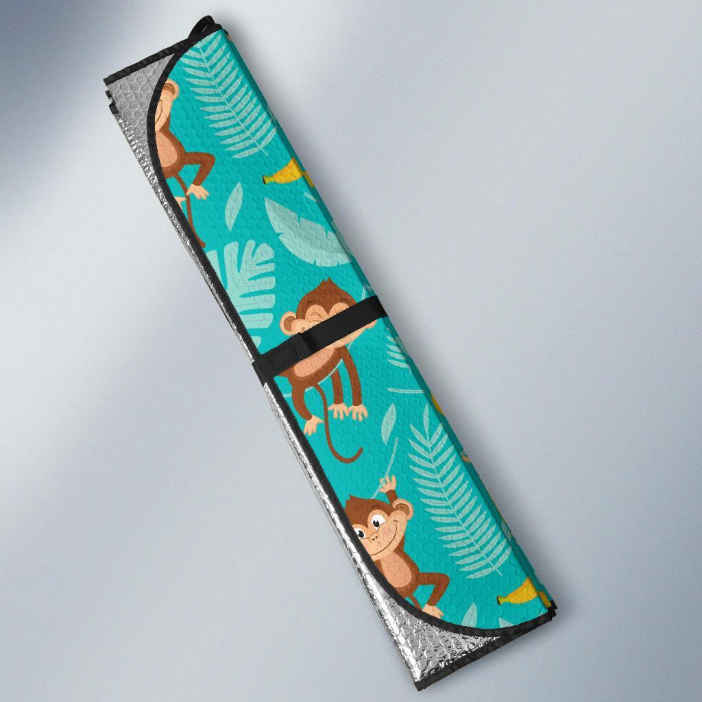 Monkey Happy Design Themed Print Car Sun Shade For Windshield