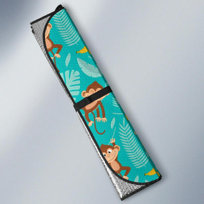 Monkey Happy Design Themed Print Car Sun Shade For Windshield