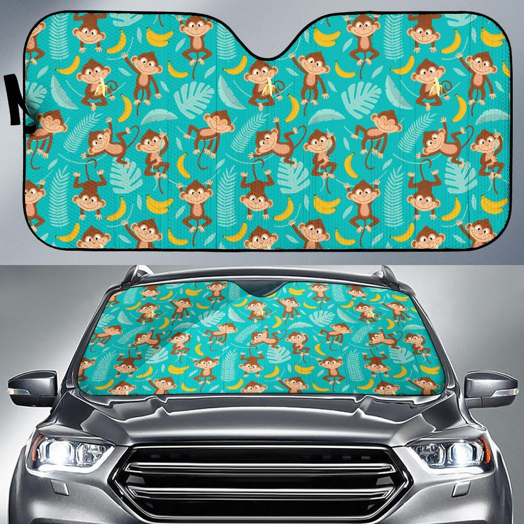 Monkey Happy Design Themed Print Car Sun Shade For Windshield