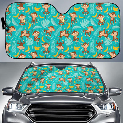 Monkey Happy Design Themed Print Car Sun Shade For Windshield