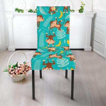 Monkey Happy Design Themed Print Dining Chair Slipcover-JTAMIGO.COM