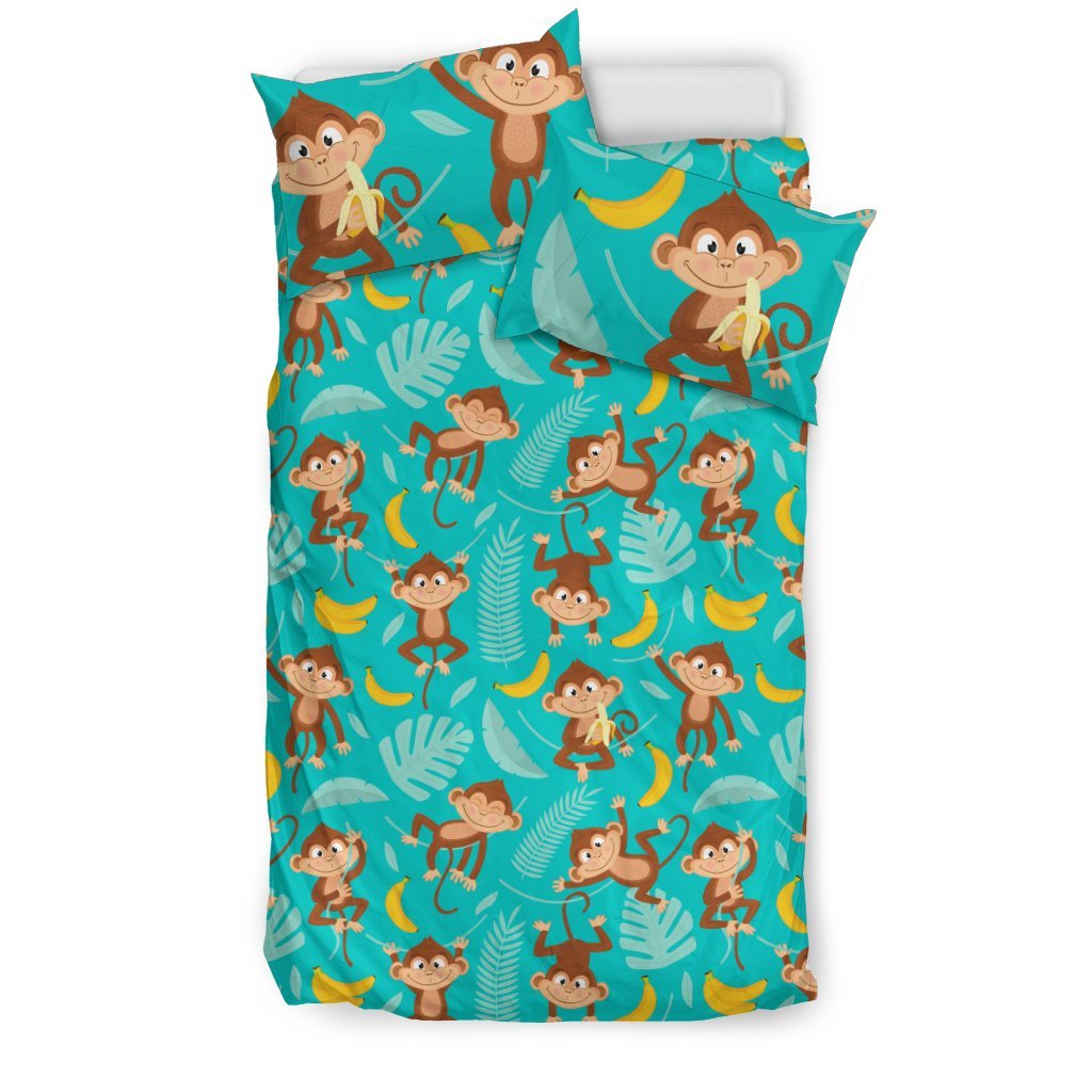 Monkey Happy Design Themed Print Duvet Cover Bedding Set