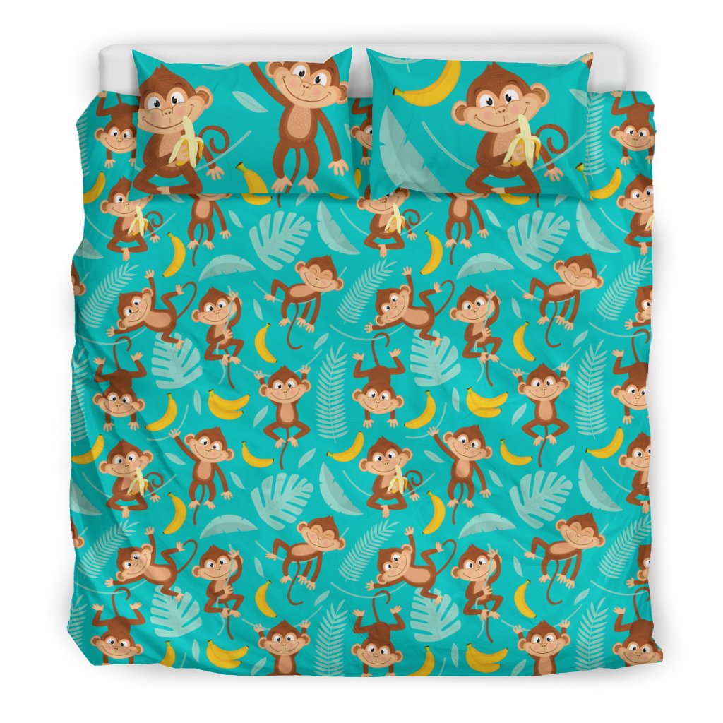 Monkey Happy Design Themed Print Duvet Cover Bedding Set