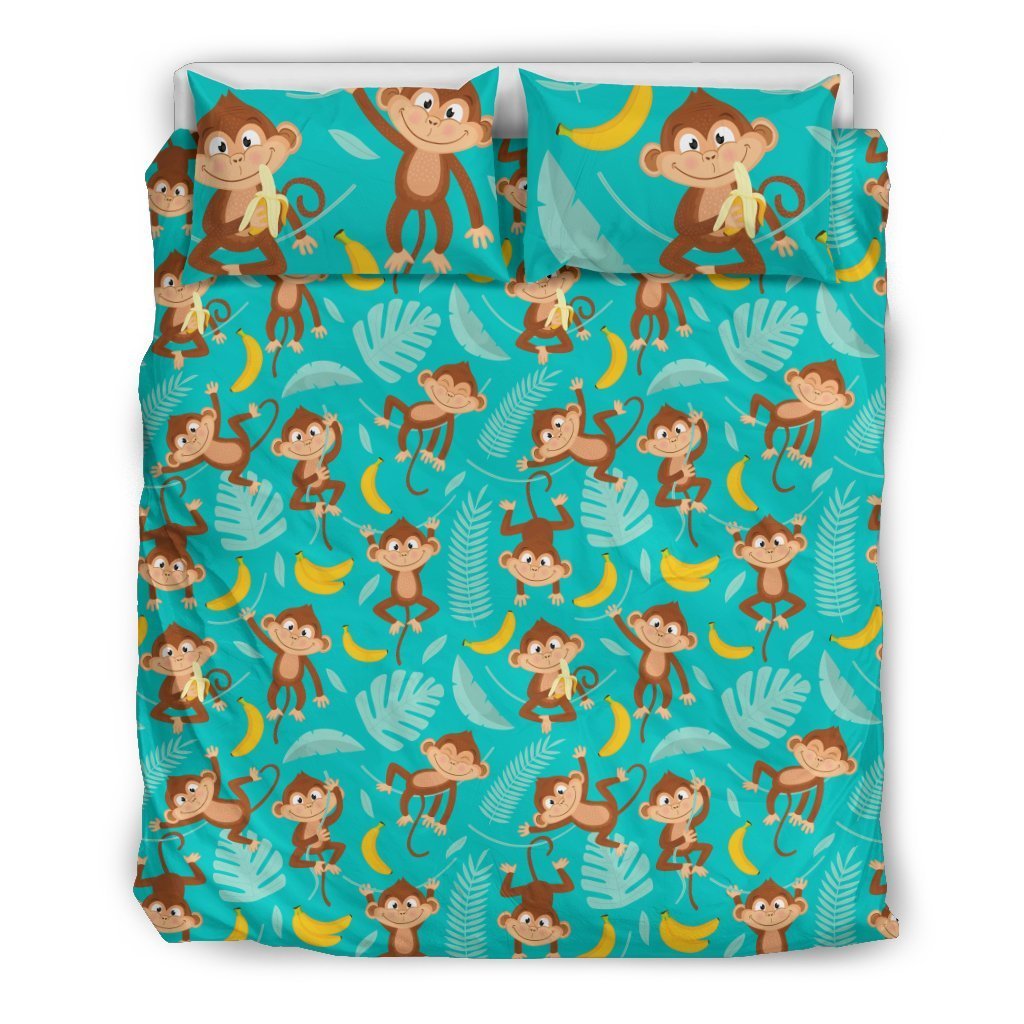 Monkey Happy Design Themed Print Duvet Cover Bedding Set