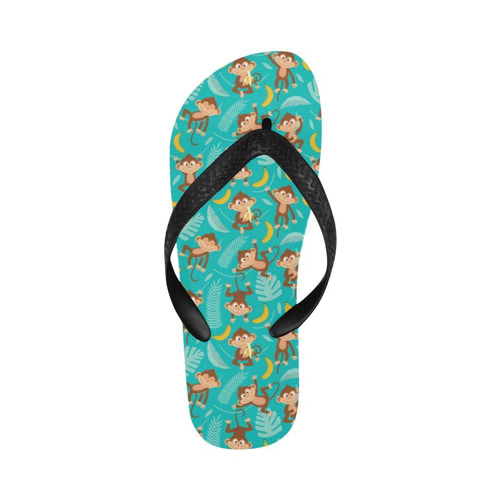 Monkey Happy Design Themed Print Flip Flops-JTAMIGO.COM