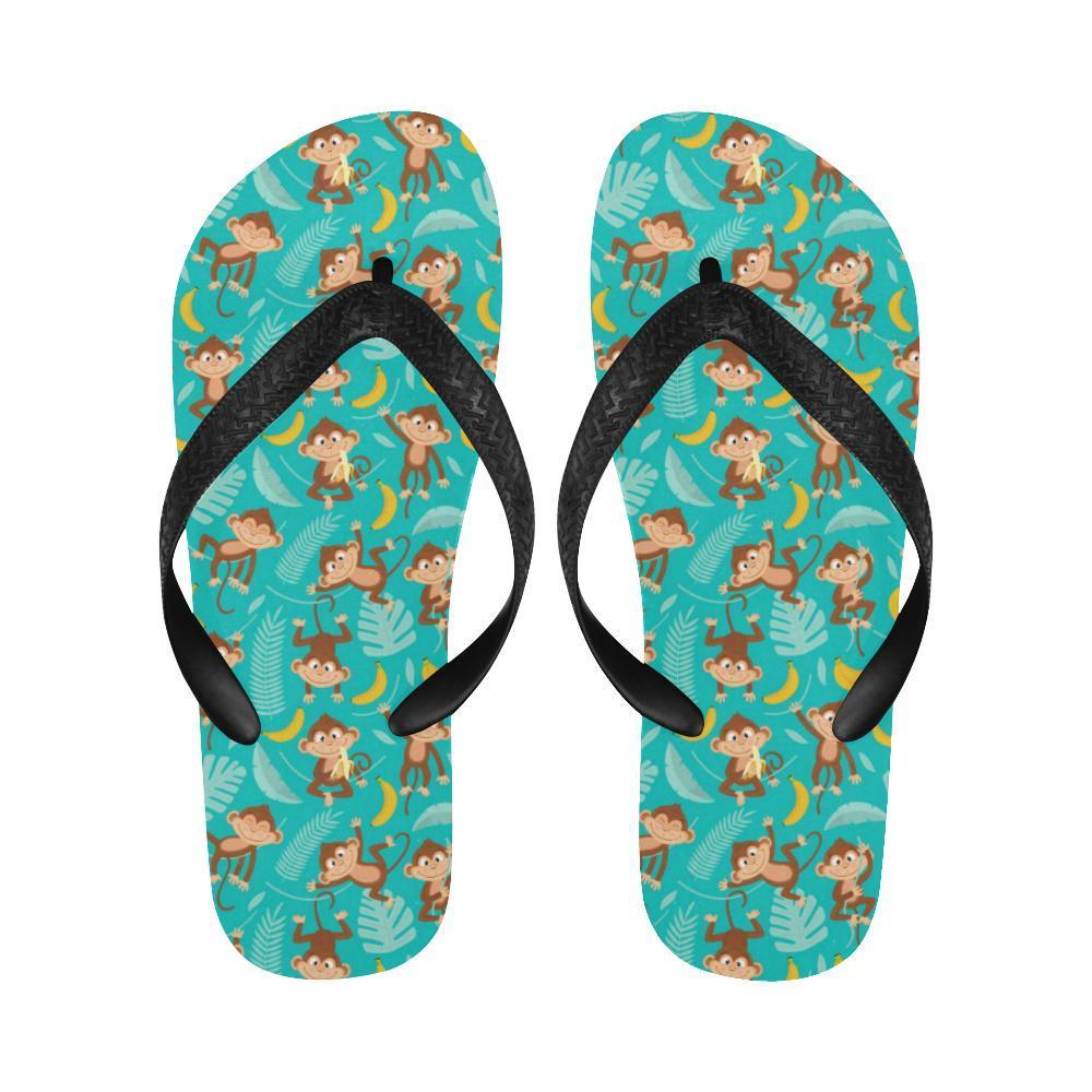Monkey Happy Design Themed Print Flip Flops-JTAMIGO.COM