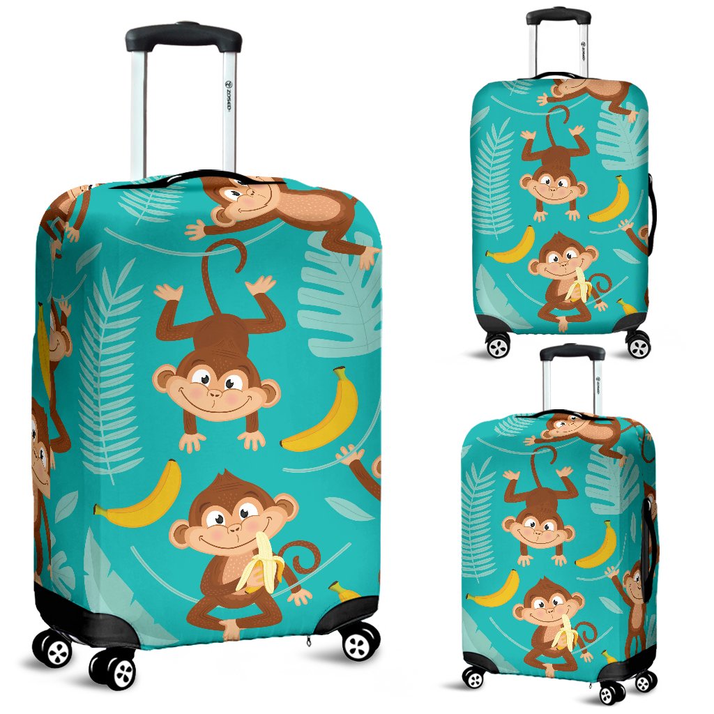 Monkey Happy Design Themed Print Luggage Cover Protector